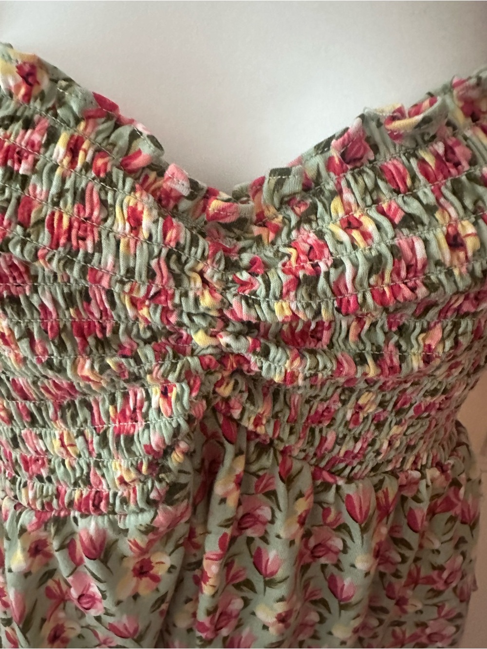 Lulu’s Such A Flirt Sage Floral Smocked Peplum Short Sleeve Top - Picture 7 of 11